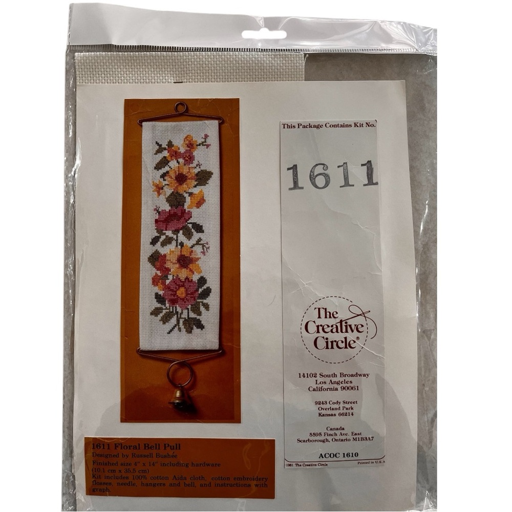 Vintage Creative Circle Counted Floral Bell Pull Cross Stitch Kit 1611 NWT